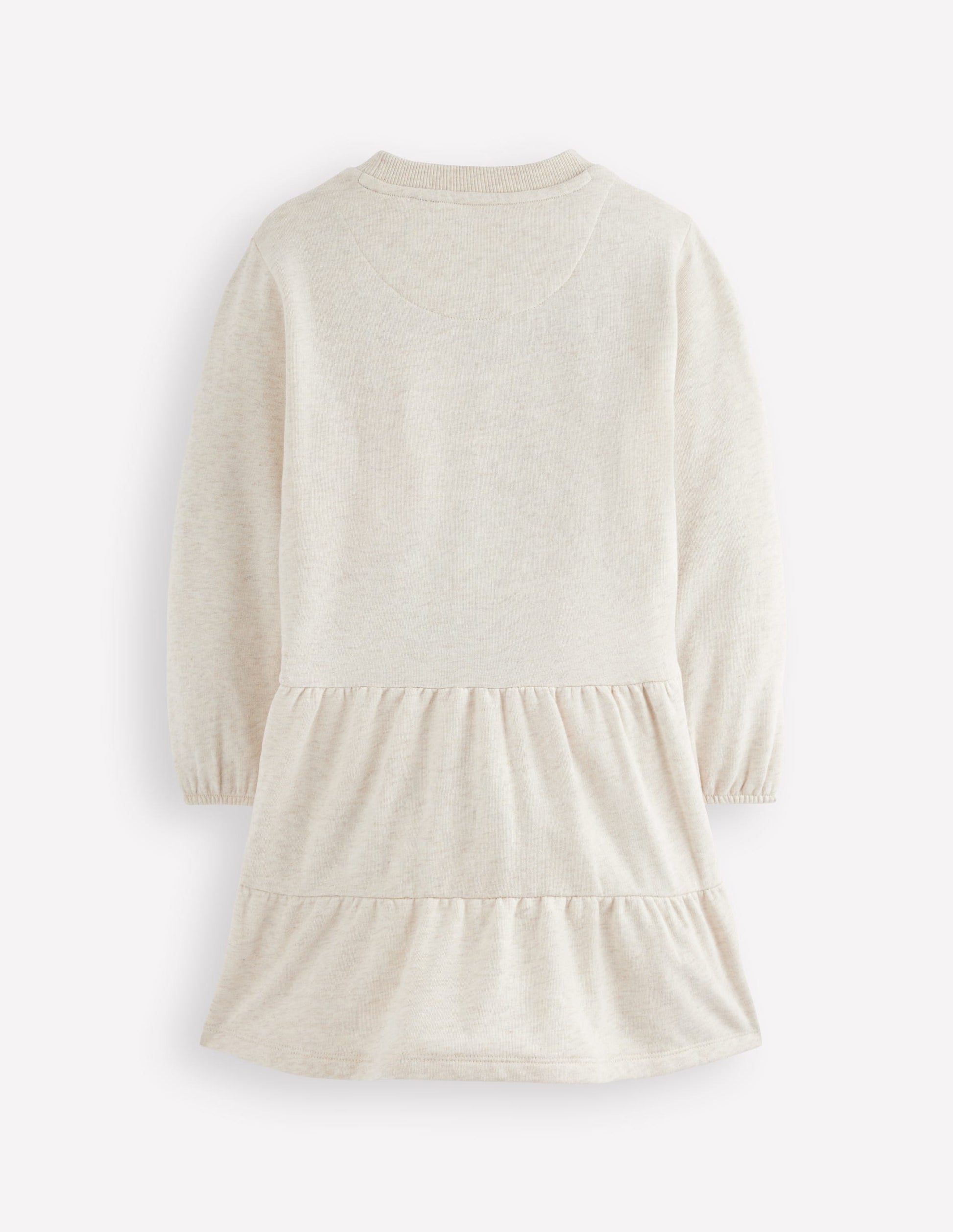Sweatkleid mit tiefer Taille-Haferbeige Meliert Applikation-2