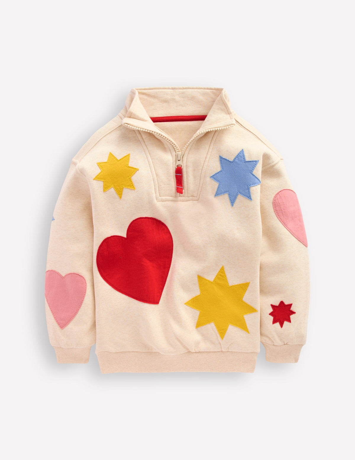 Sweatshirt mit Halbreißverschluss-Applizierte Formen - Image 1
