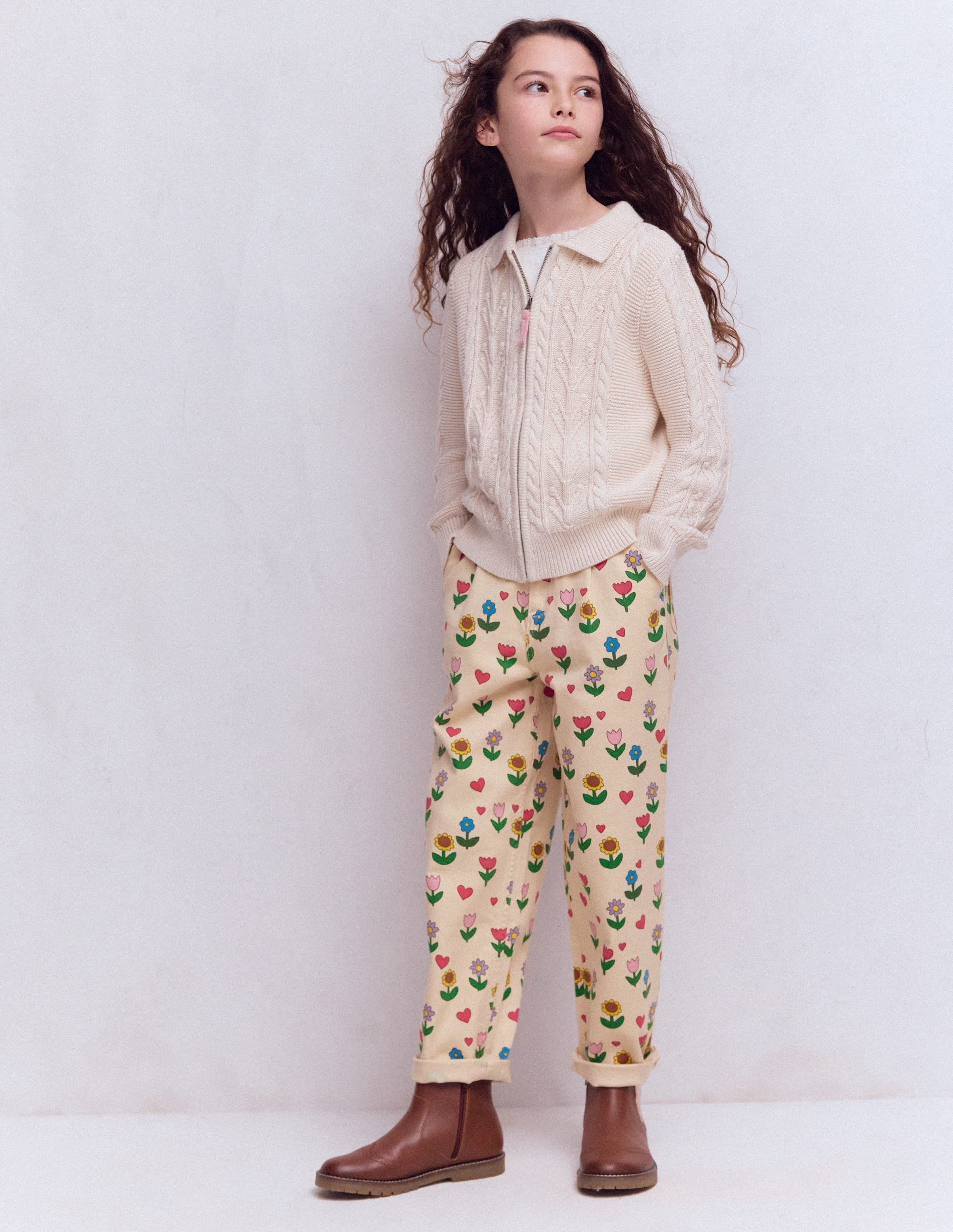 Pleat Jeans-Ivory Sunflower Garden - Image 1