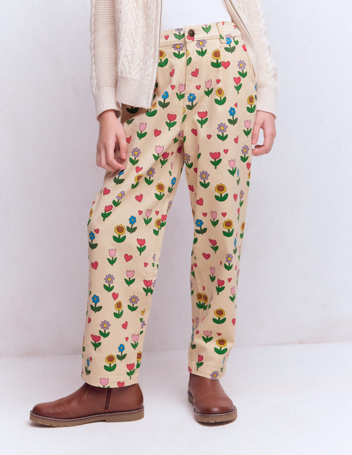 Pleat Jeans-Ivory Sunflower Garden-3