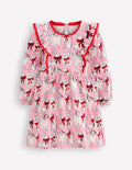 Langärmliges Rüschenkleid-Kaugummirosa Lieblingstiere