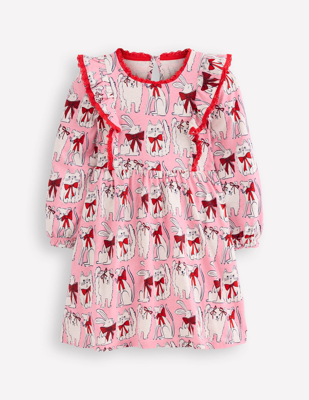 Langärmliges Rüschenkleid-Kaugummirosa Lieblingstiere - Image 1