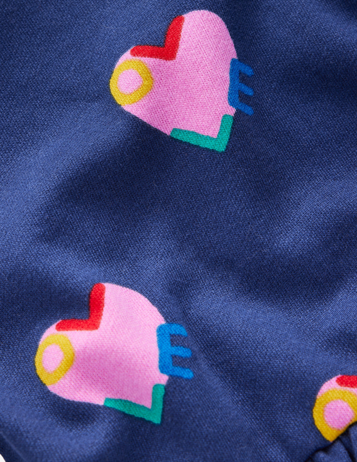 Sweatkleid mit überschnittener Schulter-Steuerbordblau Liebesherzen-3