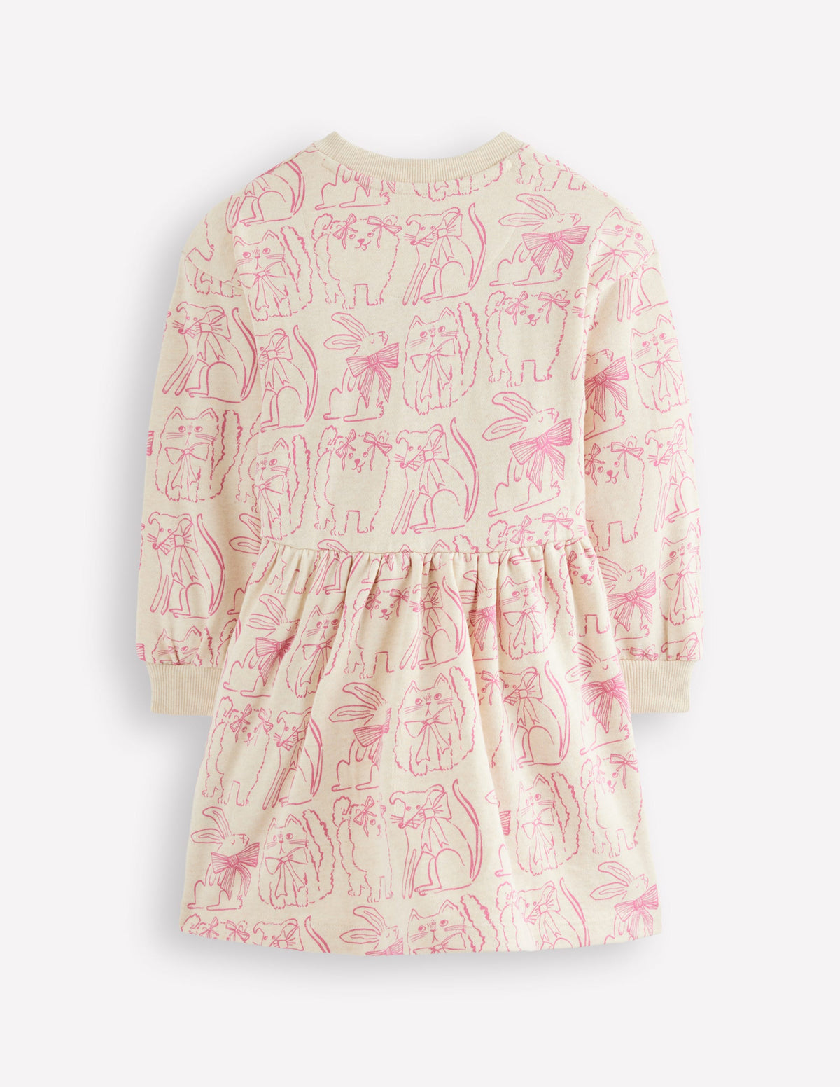 Sweatkleid mit überschnittener Schulter-Haferbeige Meliert Lieblingstiere - Image 2