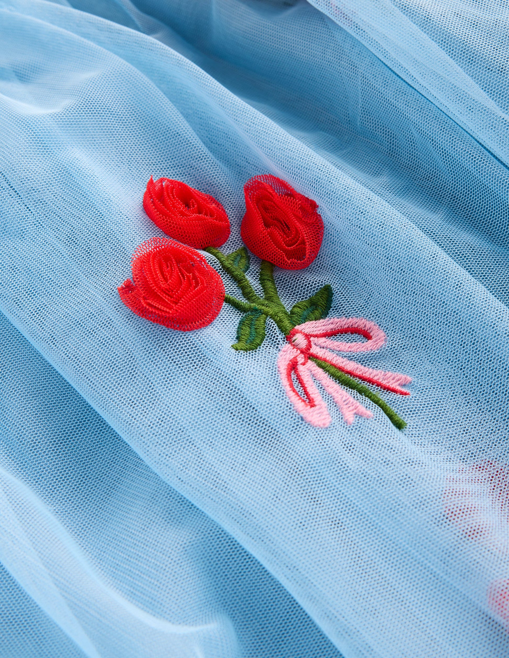 Kurzärmliges Tüllkleid mit Logo-Gletscherblau Rosen-3