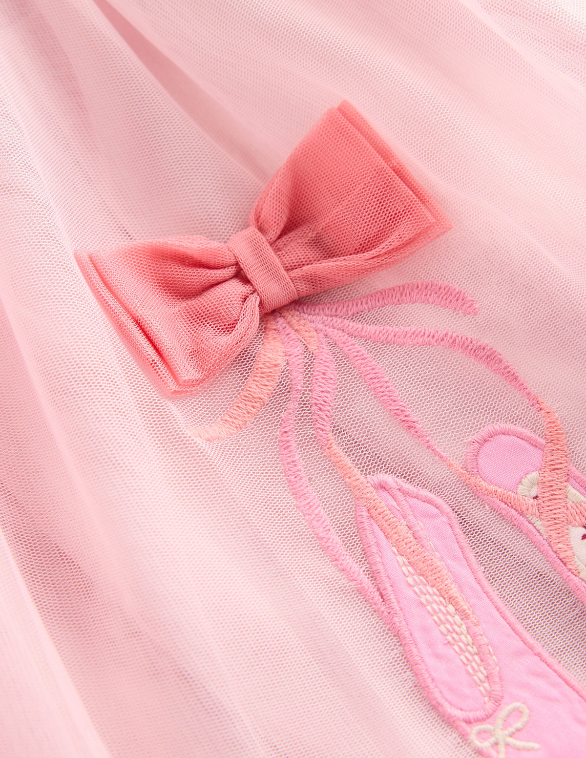 Kurzärmliges Tüllkleid mit Logo-Französisches Rosa Ballerinas-4