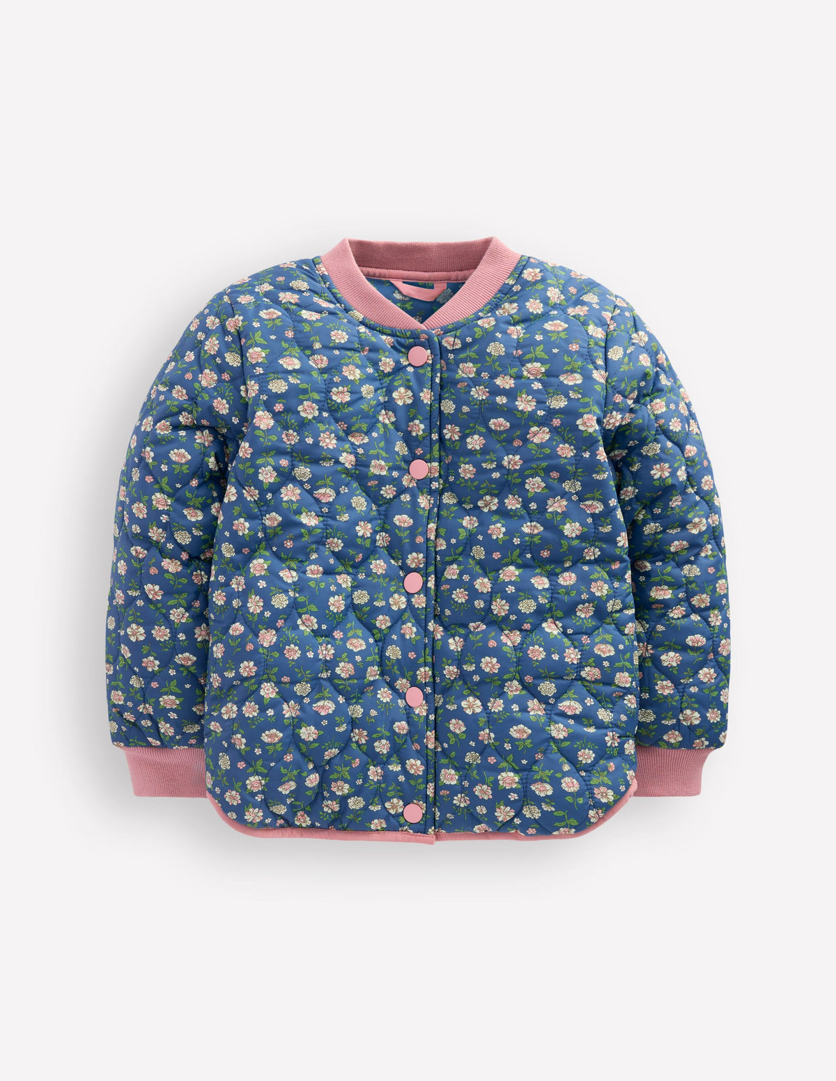 Lustige Bomberjacke-Teddyfell Blau Blumenmuster-5