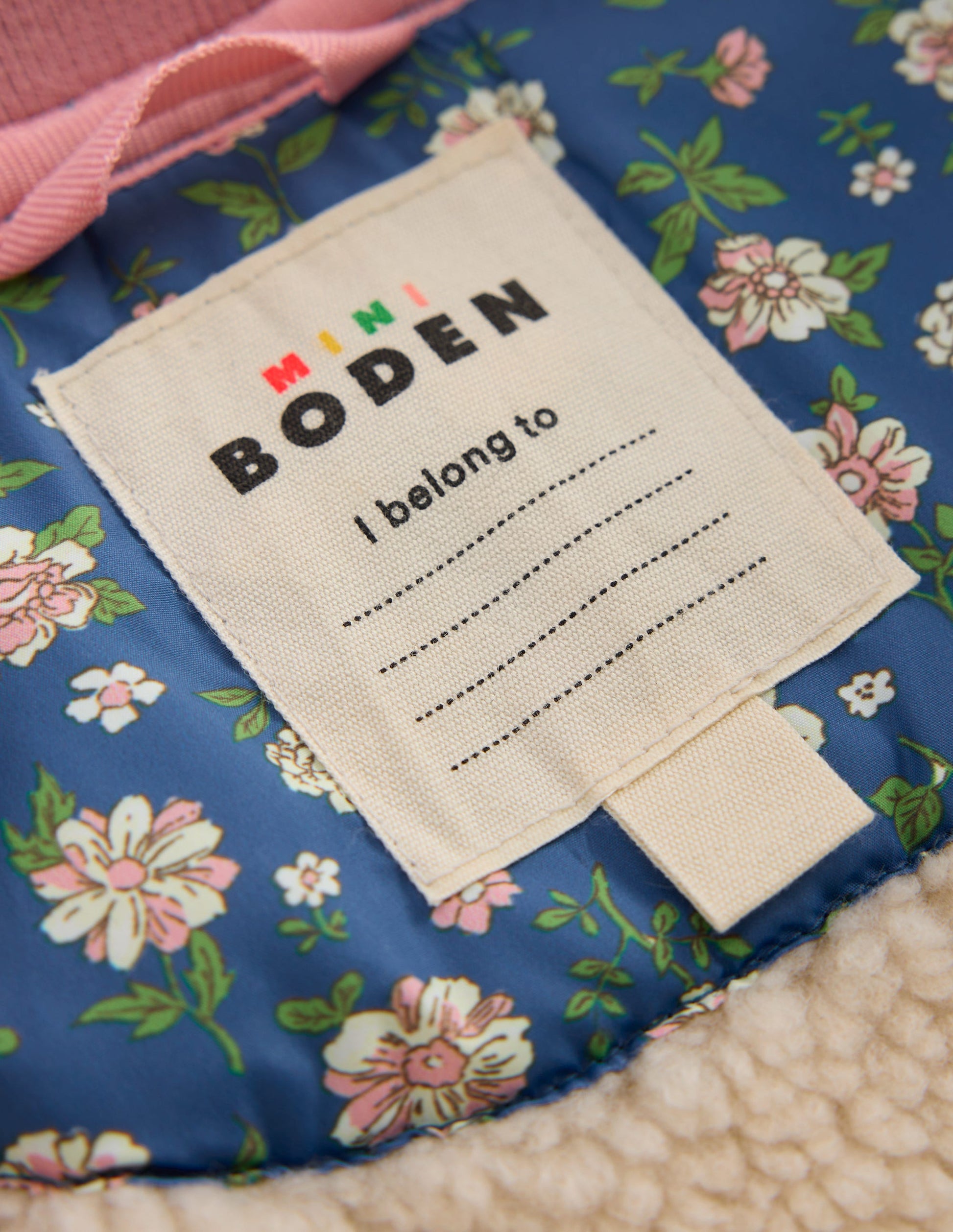 Lustige Bomberjacke-Teddyfell Blau Blumenmuster-8