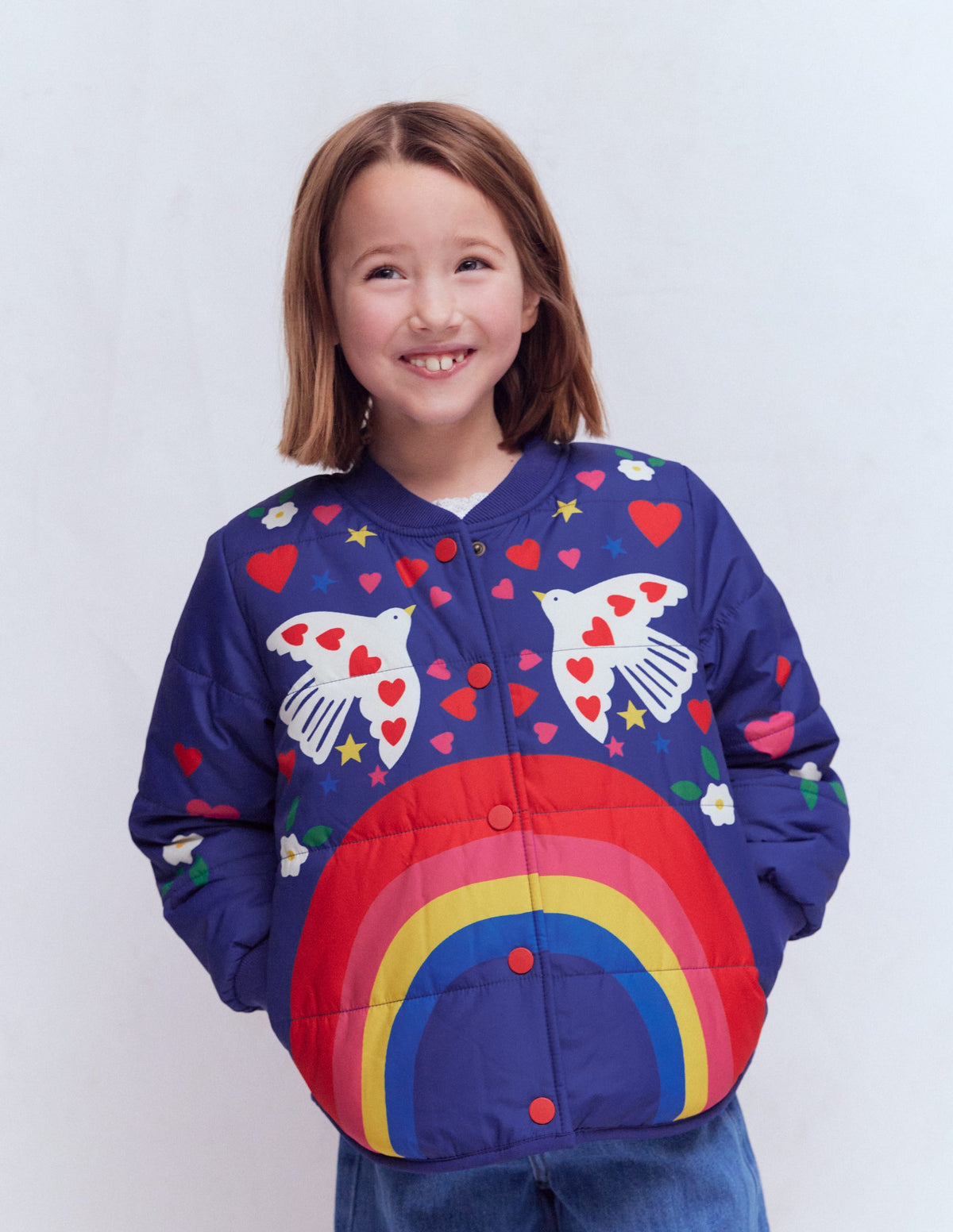 Lustige Bomberjacke-Marineblau Regenbogen-Design - Image 1