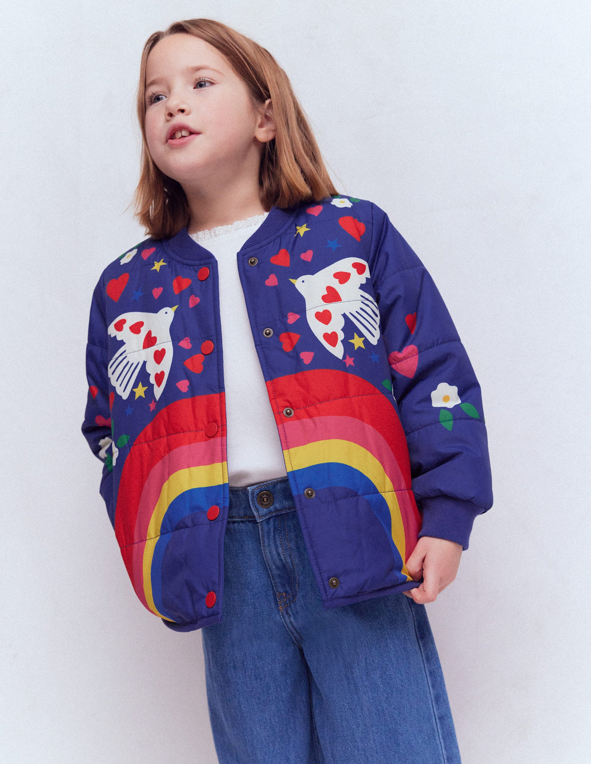 Lustige Bomberjacke-Marineblau Regenbogen-Design - Image 3