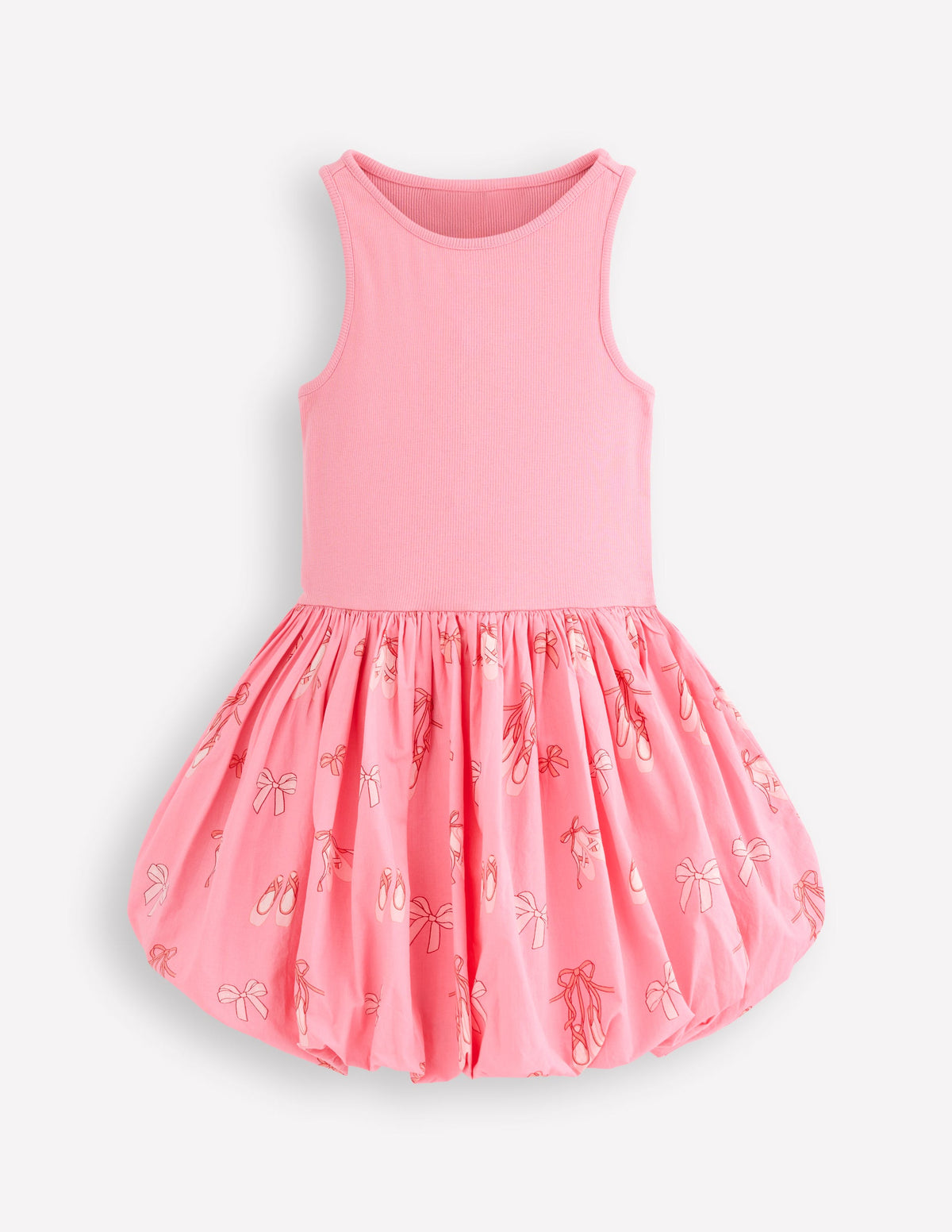 Rippstrick-Kleid mit Ballonsaum-Vintage-Rosa Ballettschuhe - Image 1