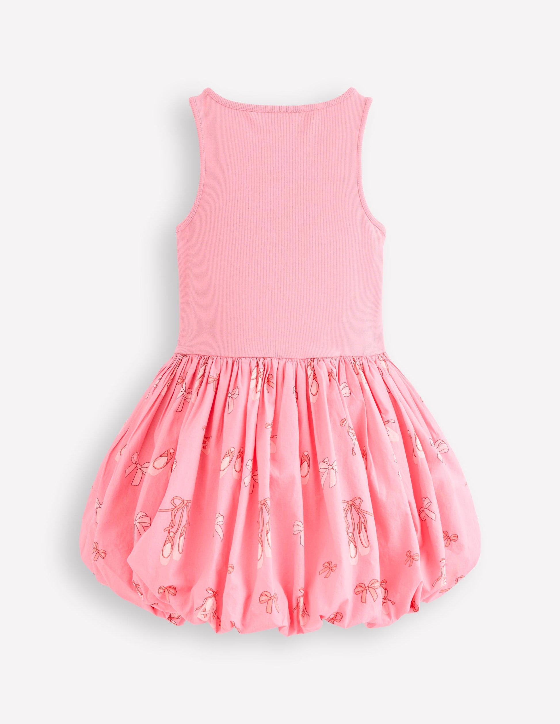 Rippstrick-Kleid mit Ballonsaum-Vintage-Rosa Ballettschuhe-2