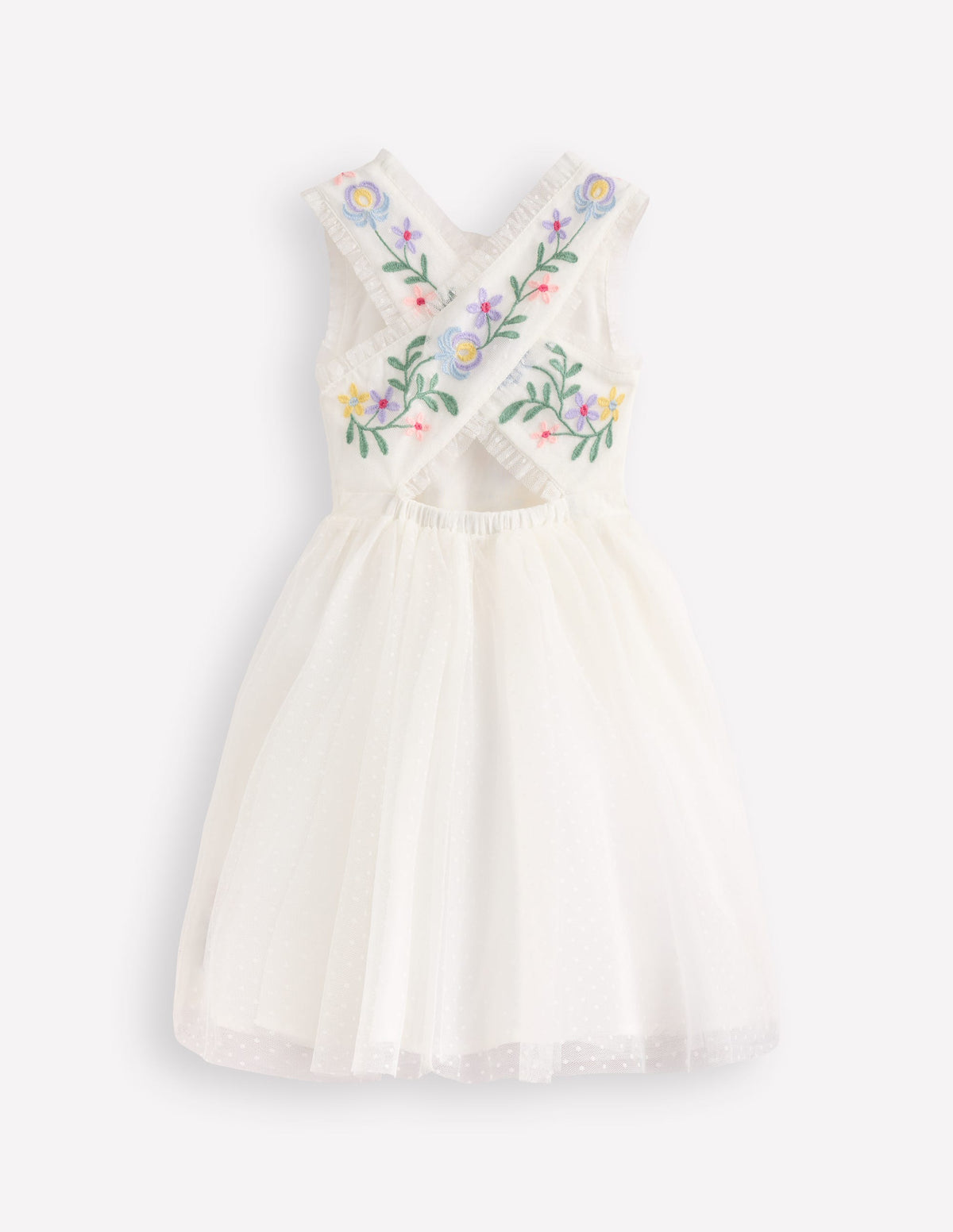 Tulle Cross Back Dress-Soft Ivory-2