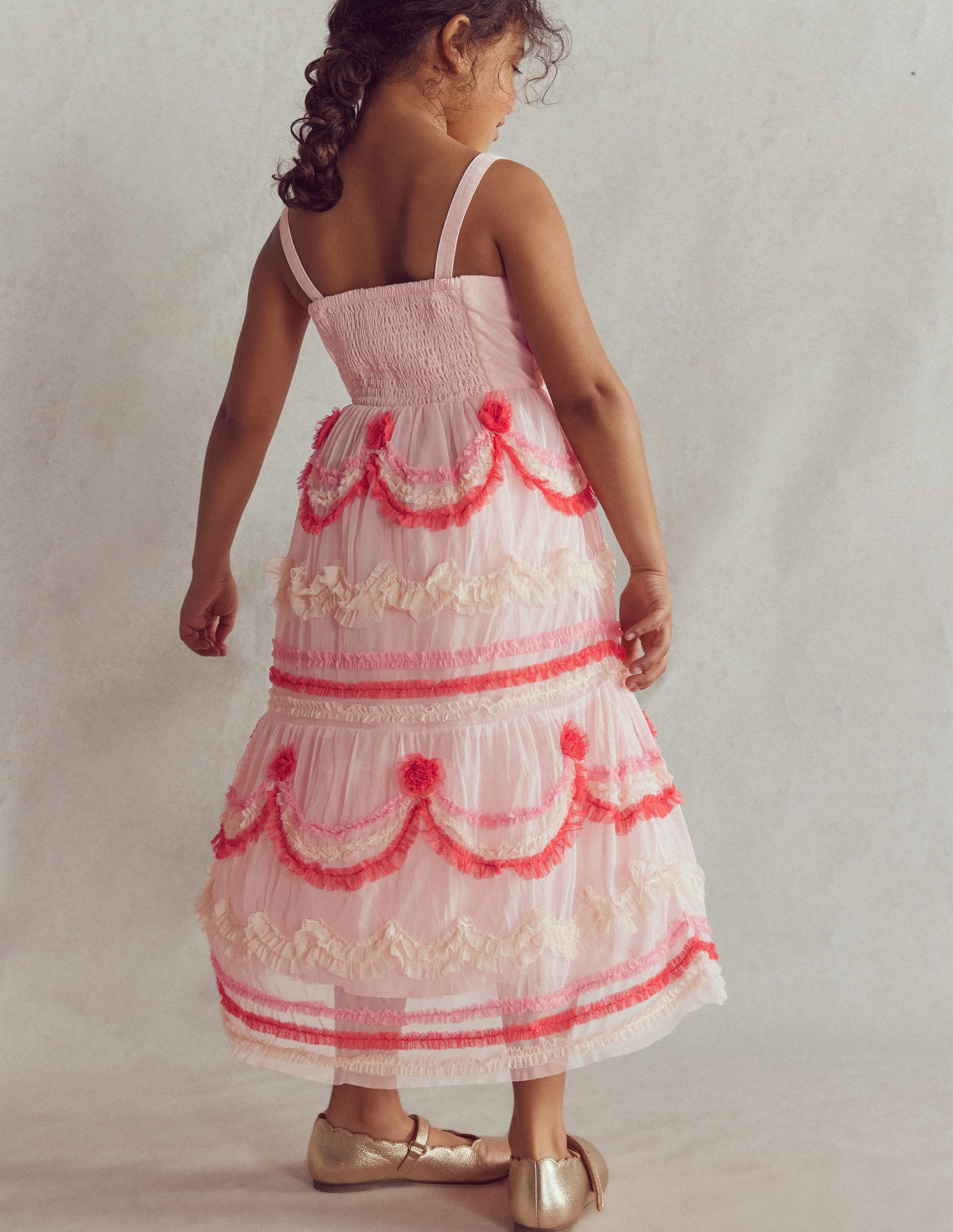 Gestuftes Tüllkleid mit Kuchendesign-Kreiderosa Tortendesign-2