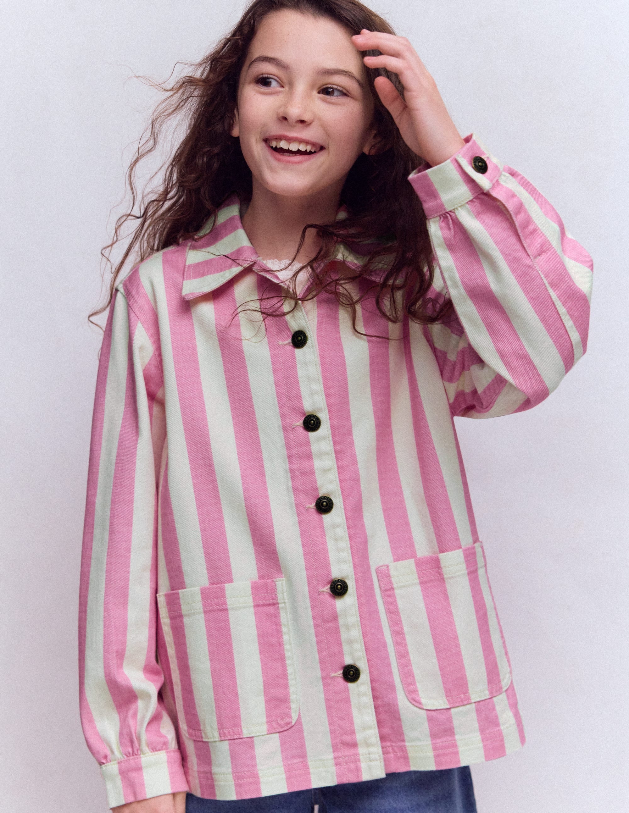 Jeansjacke-Rosa Streifen - Image 1