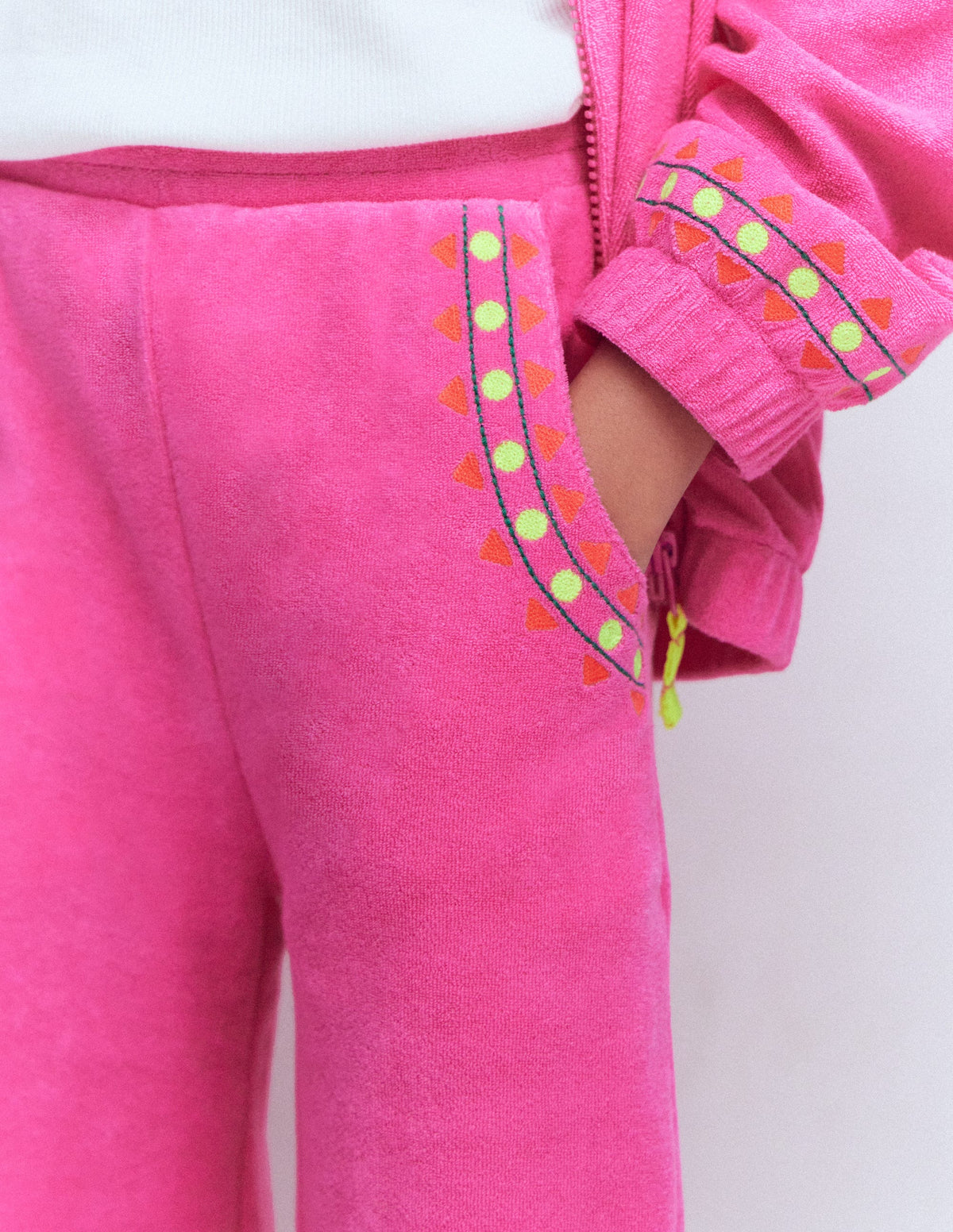 Frottee-Hose mit geradem Bein-Rosa Stickerei - Image 2