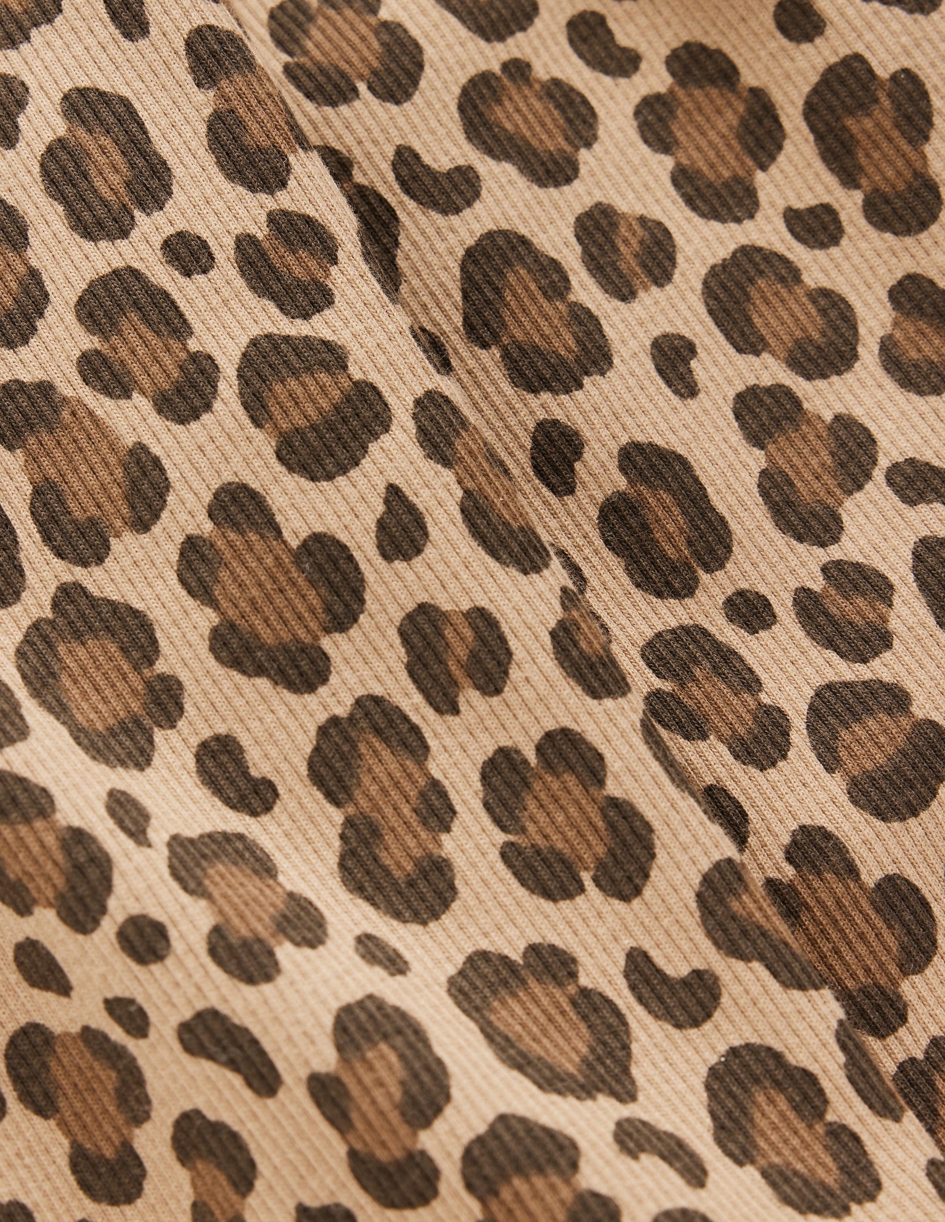 Ribbed Flared Leggings-Leopard-6