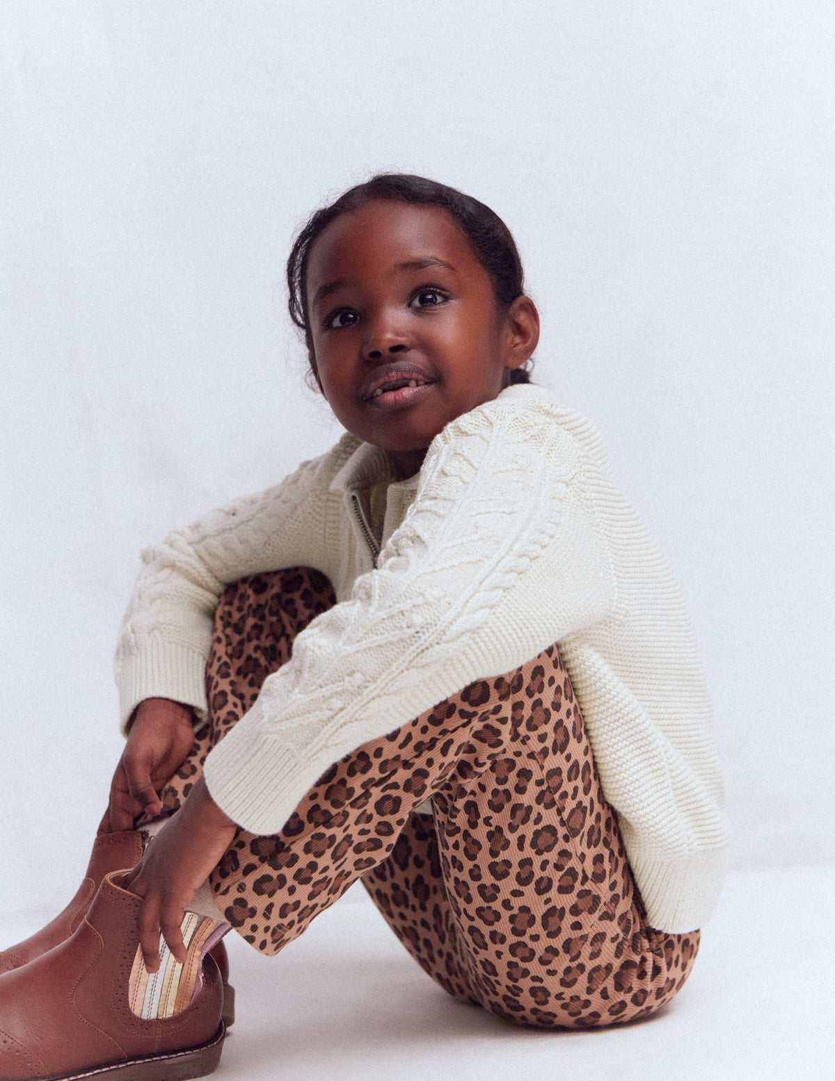 Ribbed Flared Leggings-Leopard-1