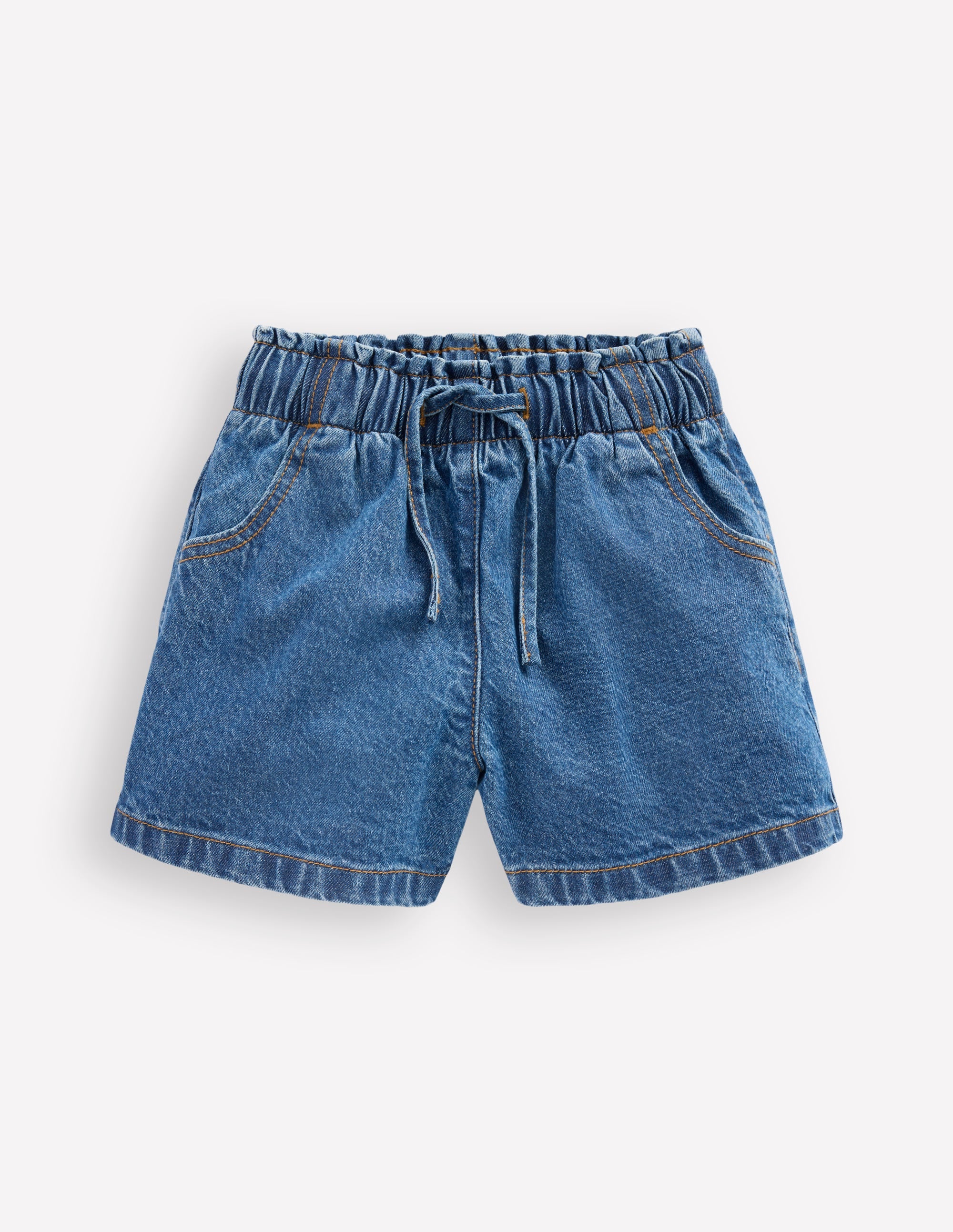 Shorts mit gerüschter Taille-Mittlere Mischung Denim - Image 1