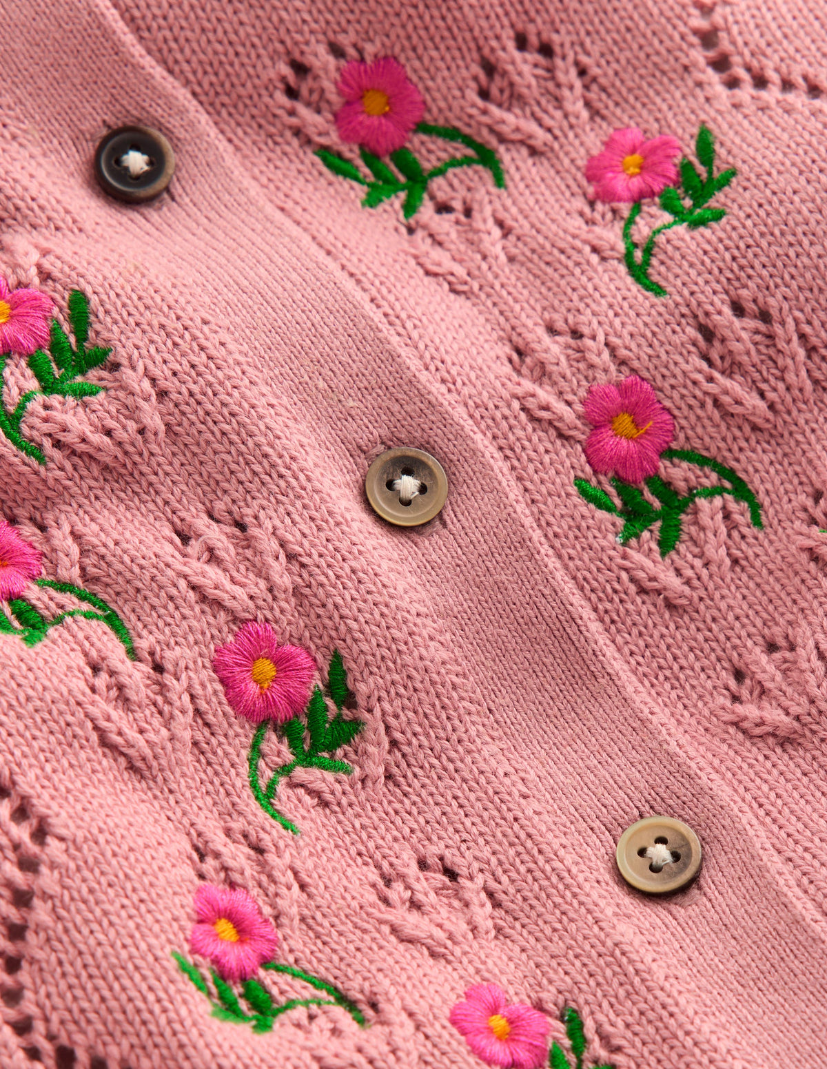 Pointelle-Strickjacke mit Kragen-Vintage-Rosa-3