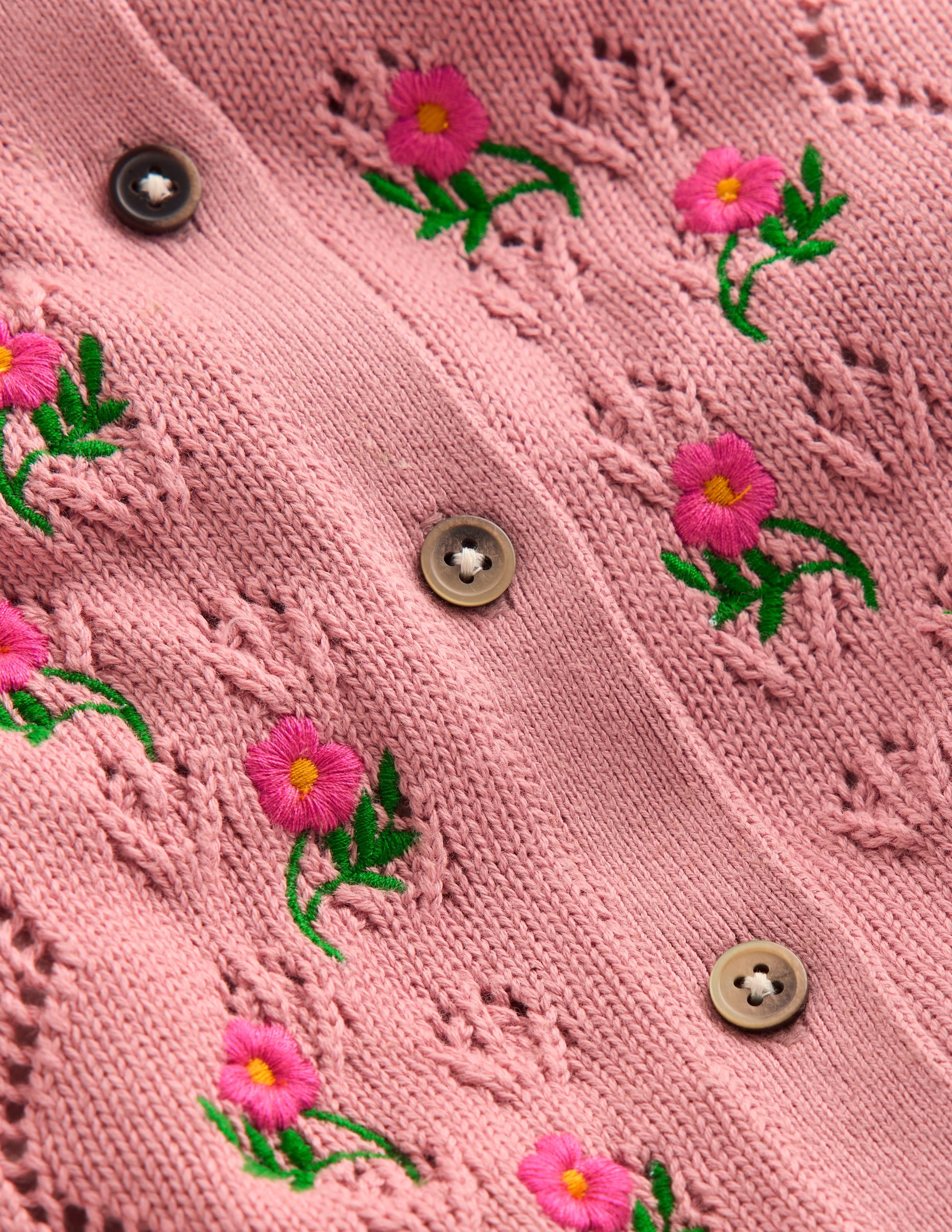 Pointelle-Strickjacke mit Kragen-Vintage-Rosa - Image 3