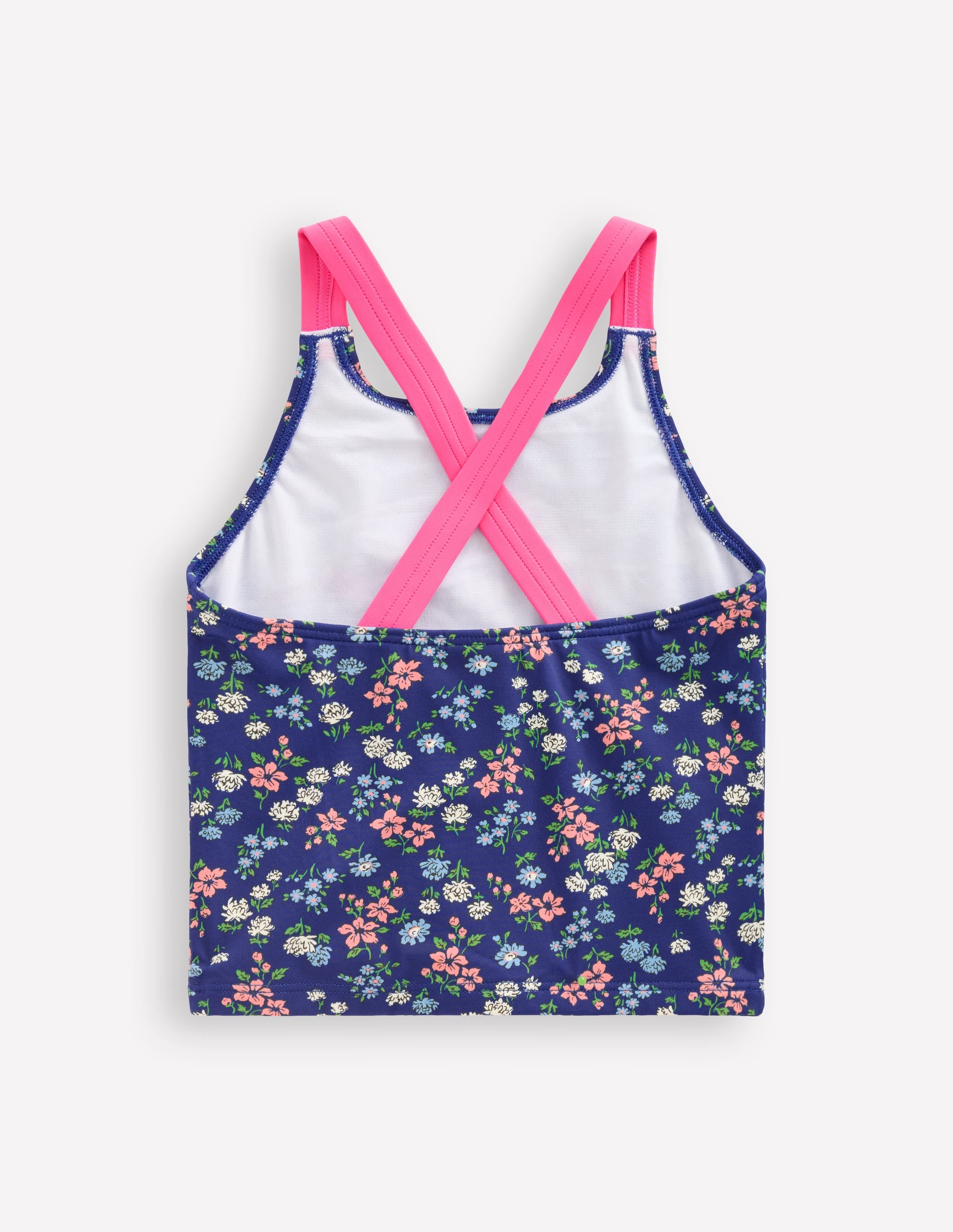 Tankini-Oberteil mit gekreuzten Rückenträgern-Saphirblau Wiese Blumenmuster - Image 2