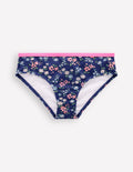 Gemusterte Bikinihose-Saphirblau Wiese Blumenmuster