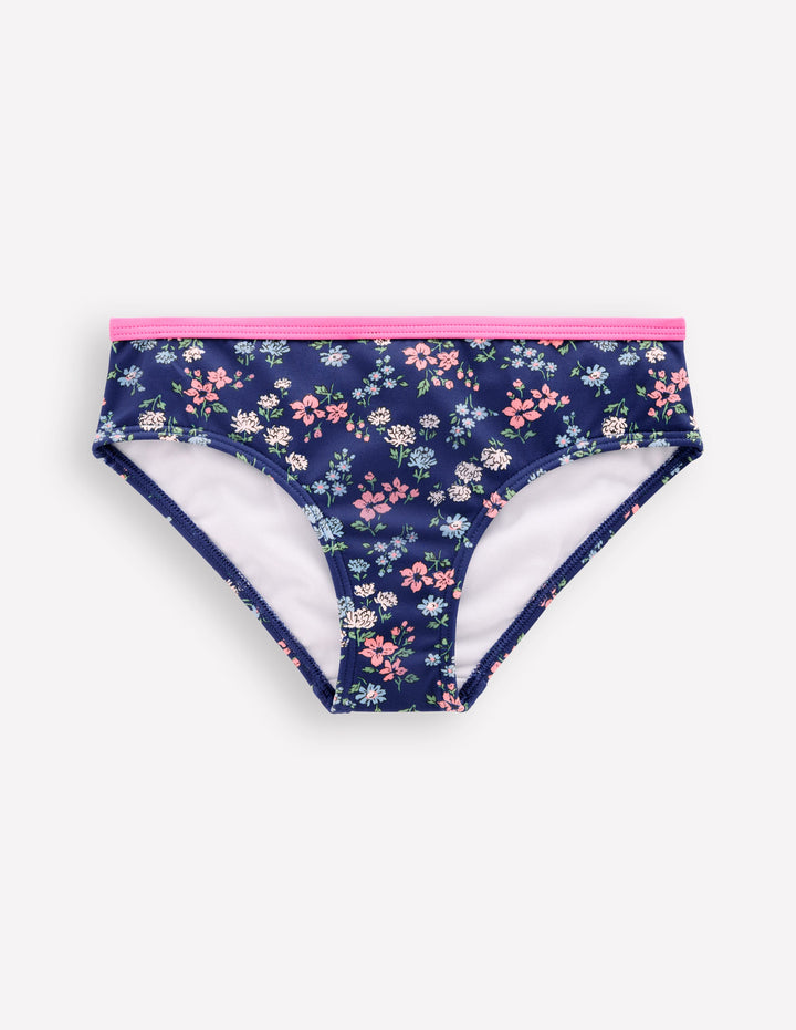 Gemusterte Bikinihose-Saphirblau Wiese Blumenmuster