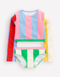 Kurzes Badeshirt-Set-Bunt mit Mustermix und Streifen