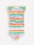 Gerafftes Tankini-Set-Regenbogen-Ombré Blumenbeet