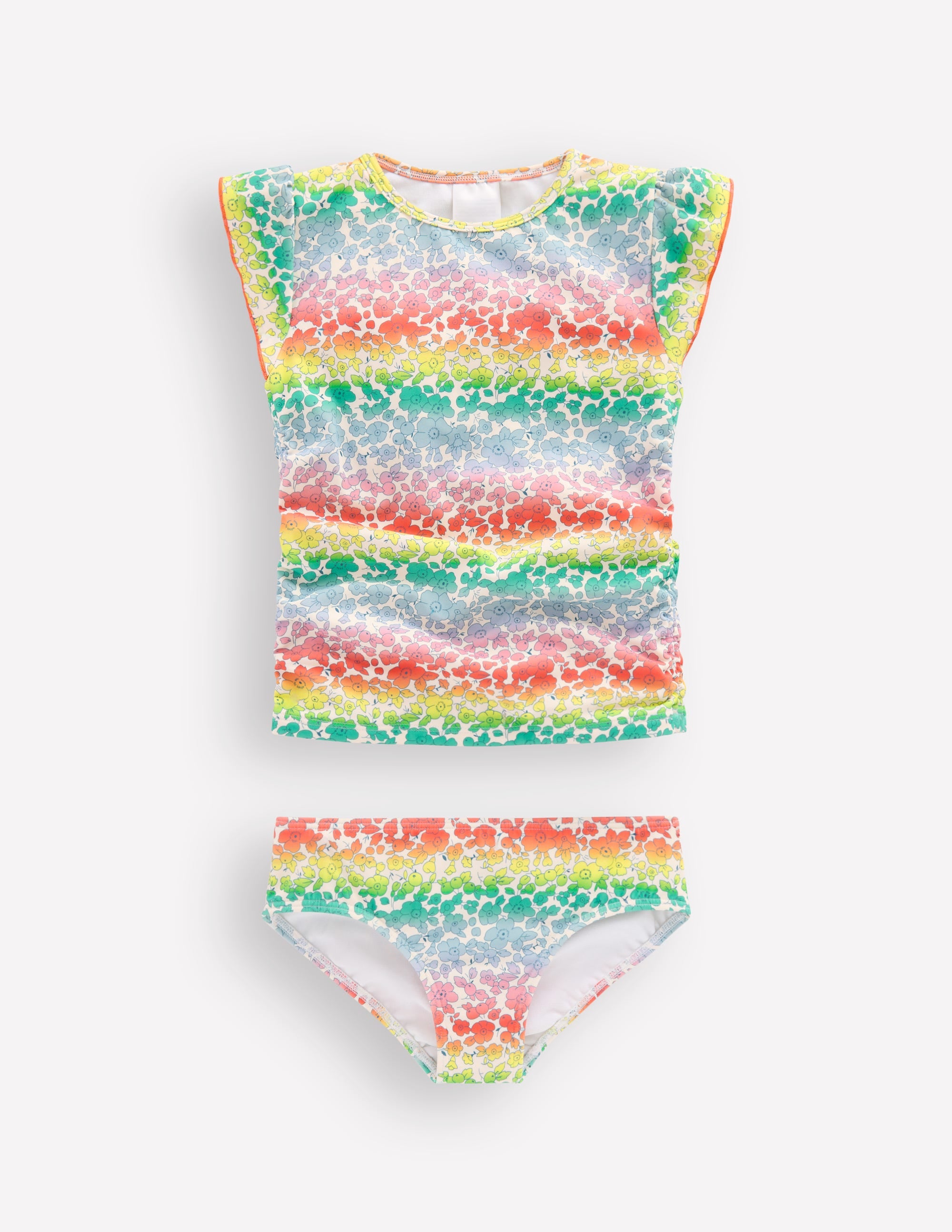 Gerafftes Tankini-Set-Regenbogen-Ombré Blumenbeet - Image 1