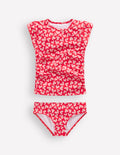 Gerafftes Tankini-Set-Rockabilly-Rot Herz-Collage