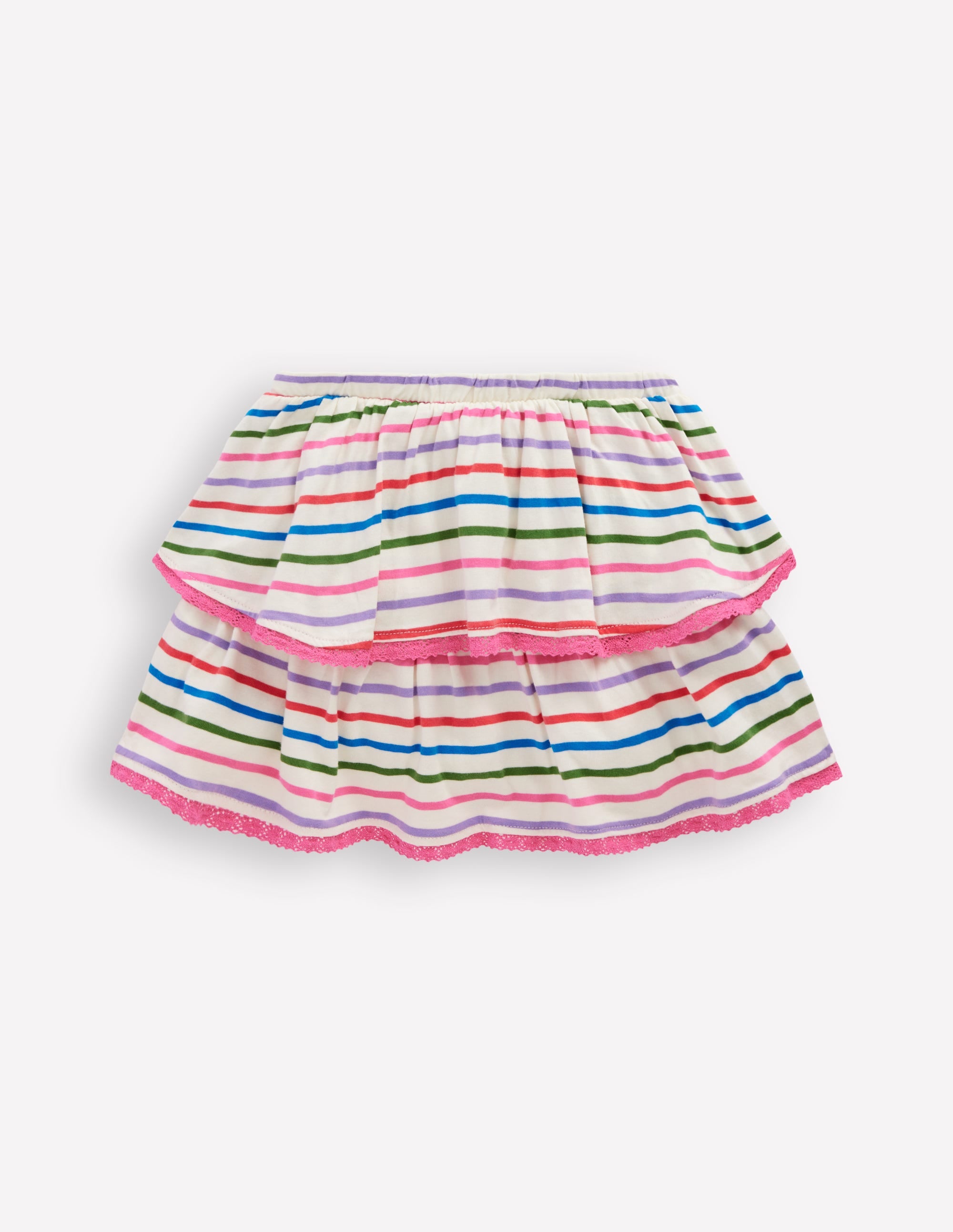Jersey-Skort mit Rüschen-Ackerbohnengrün/Pink, Gestreift - Image 2