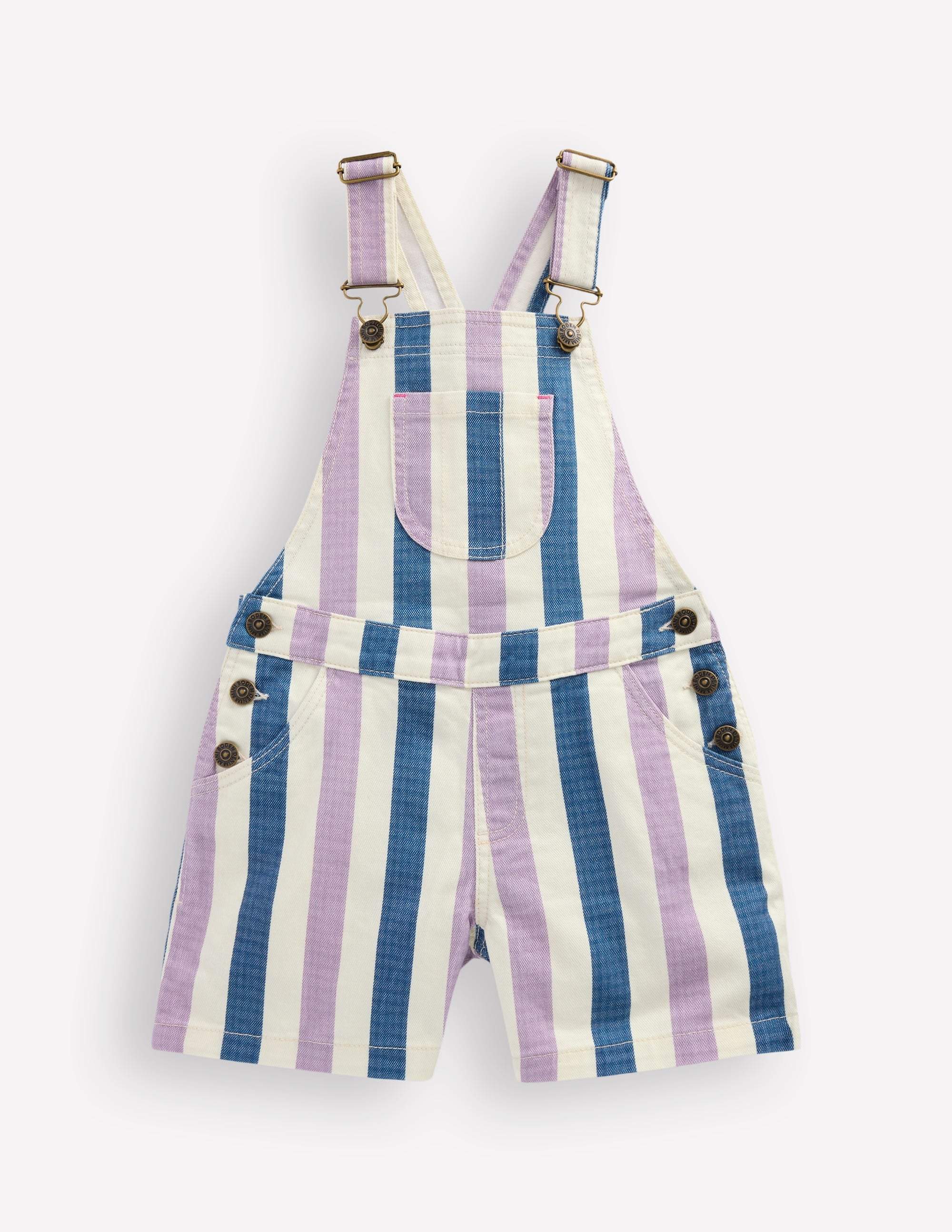 Kurze Latzhose-Lila/Marineblau Streifen - Image 1