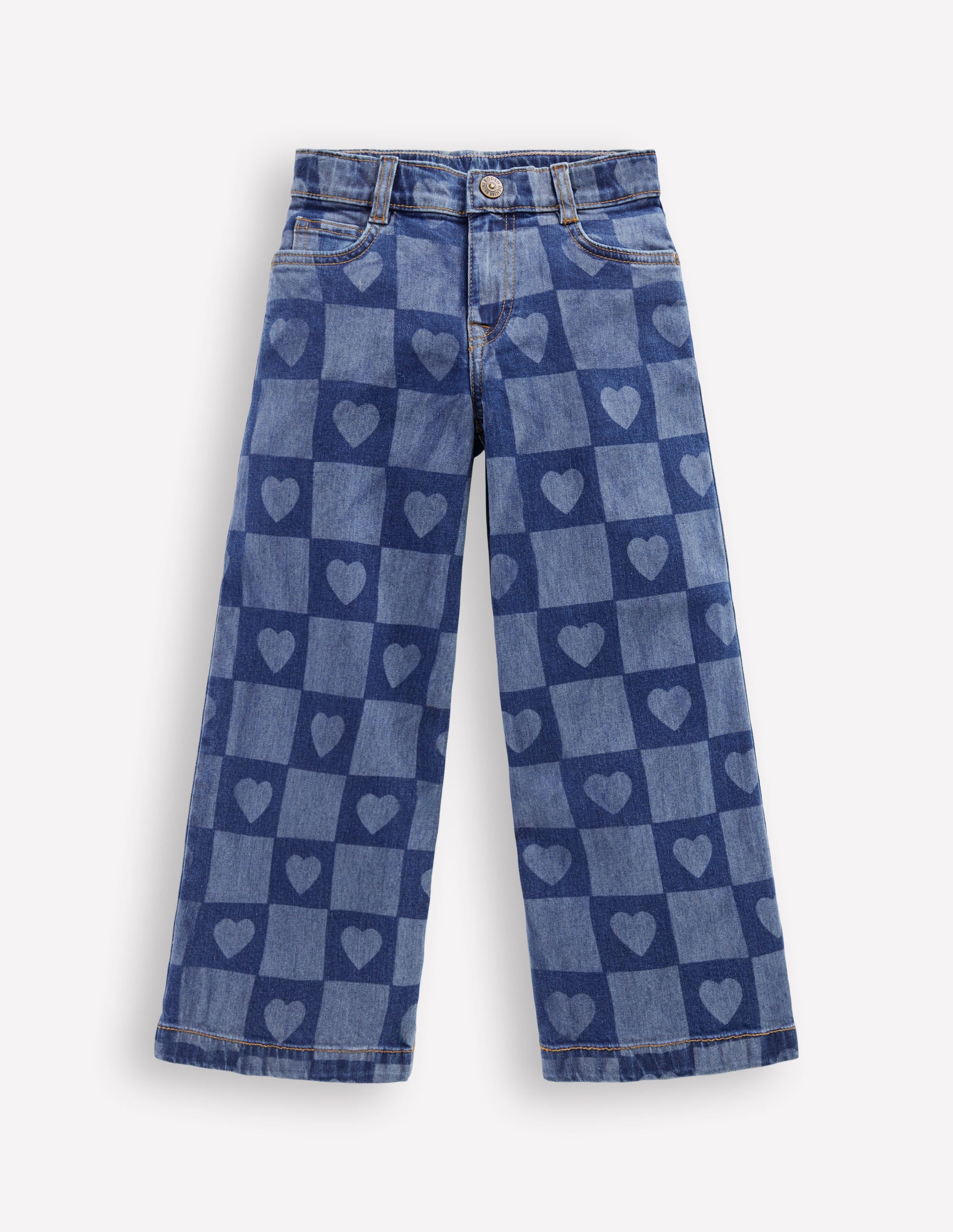 Wide Leg Jeans-Heart Checkerboard Denim - Image 1
