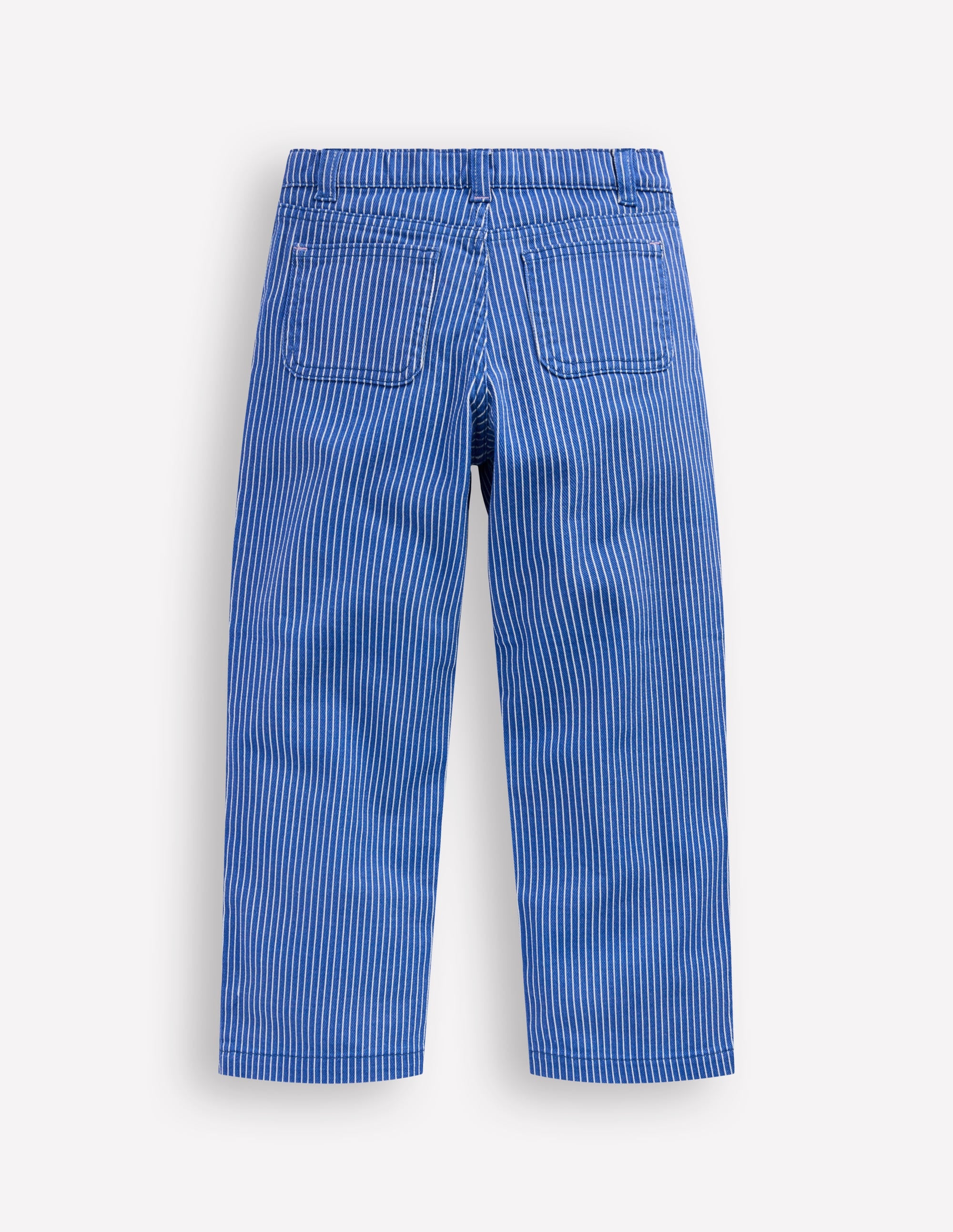 Patch Pocket Straight Jeans-Blue and Ivory Ticking Stripe - Image 2