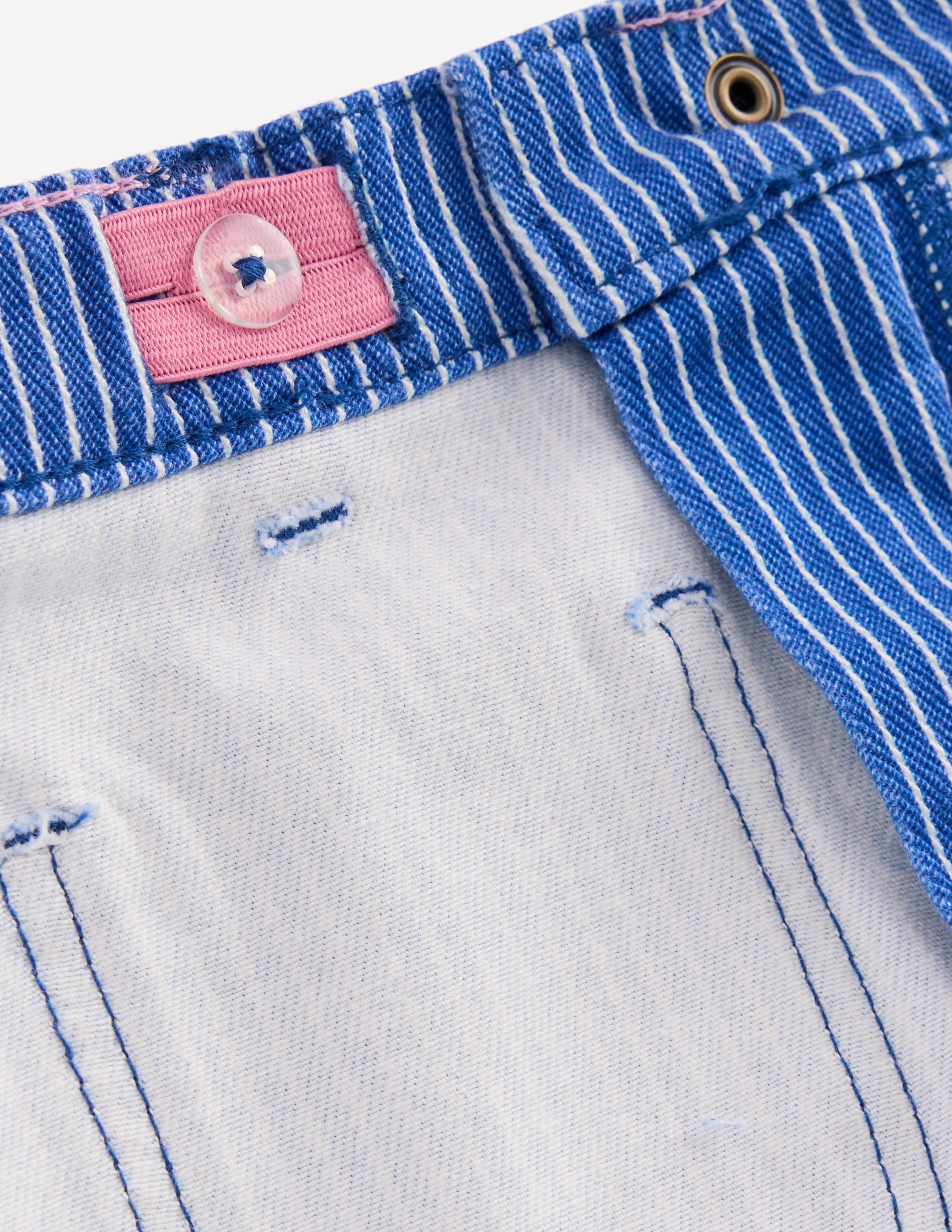 Patch Pocket Straight Jeans-Blue and Ivory Ticking Stripe - Image 4