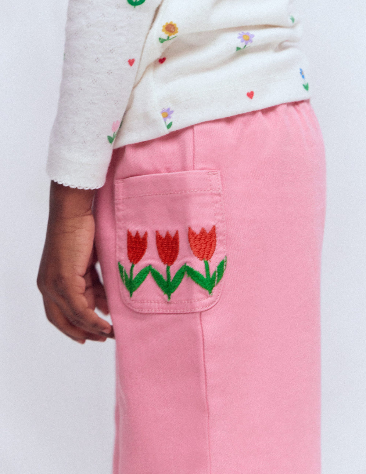 Jean large à enfiler-Tulipes rose-2