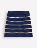 Strickrock-Schuluniform-Marineblau und Naturweiß gestreift