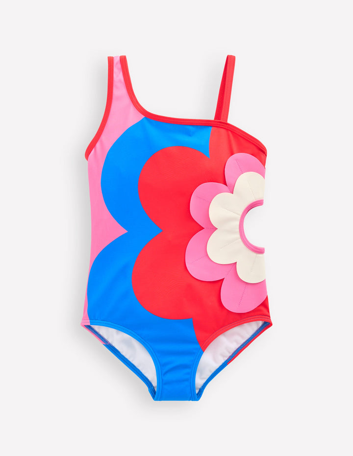 Badeanzug mit einem Träger und Applikation-Cut-out Blume