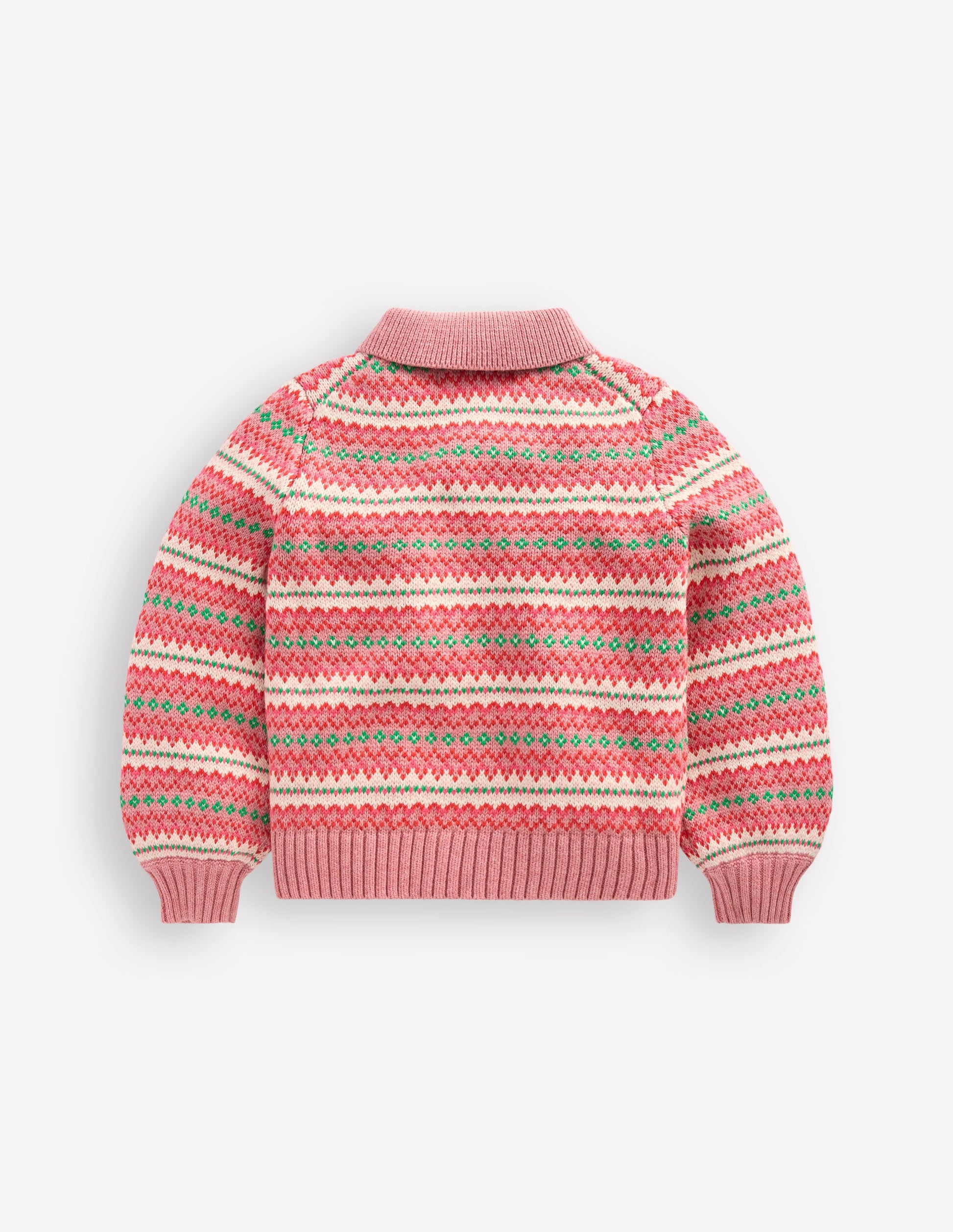 Fair-Isle-Strickjacke mit Kragen-Vintage-Rosa-6