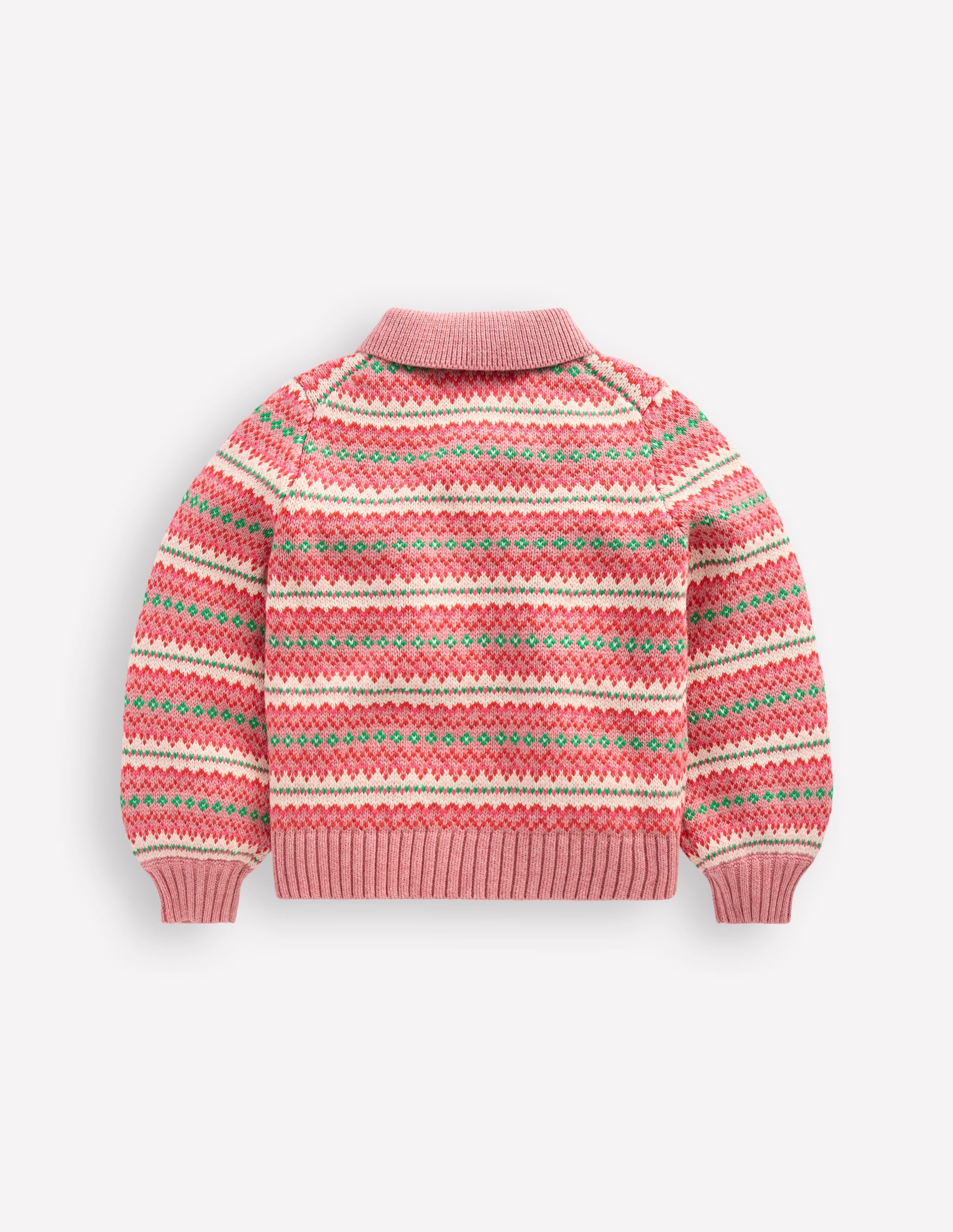 Fair-Isle-Strickjacke mit Kragen-Vintage-Rosa - Image 6