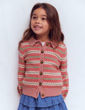 Fair-Isle-Strickjacke mit Kragen-Vintage-Rosa
