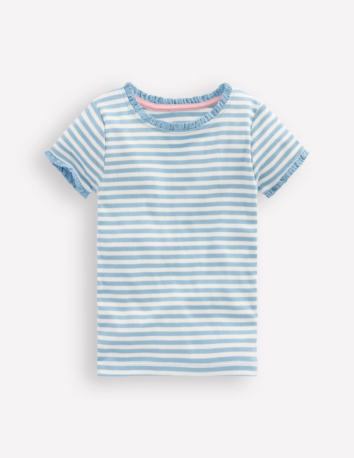 Geripptes Kurzarm-T-Shirt-Gletscherblau Streifen - Image 1