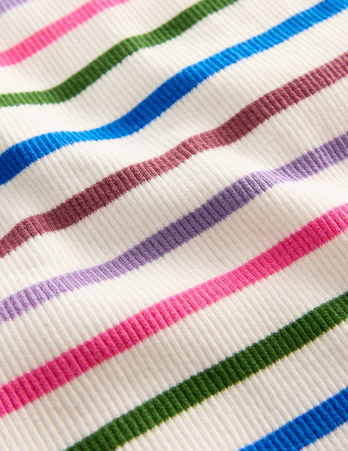 Geripptes Kurzarm-T-Shirt-Ackerbohnengrün/Pink, Gestreift-3