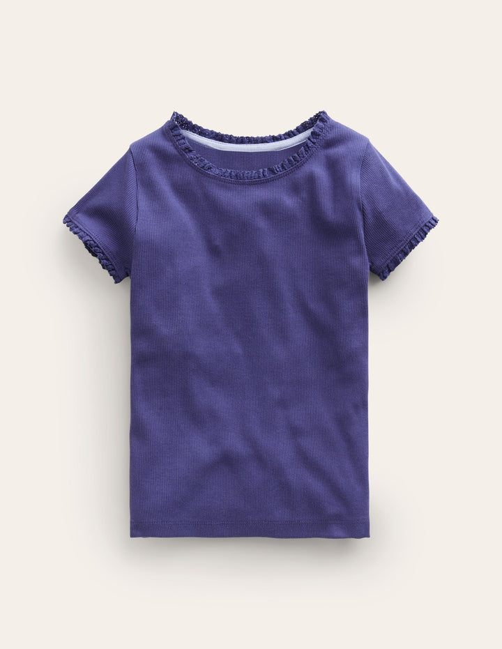 Geripptes Kurzarm-T-Shirt-Steuerbordblau