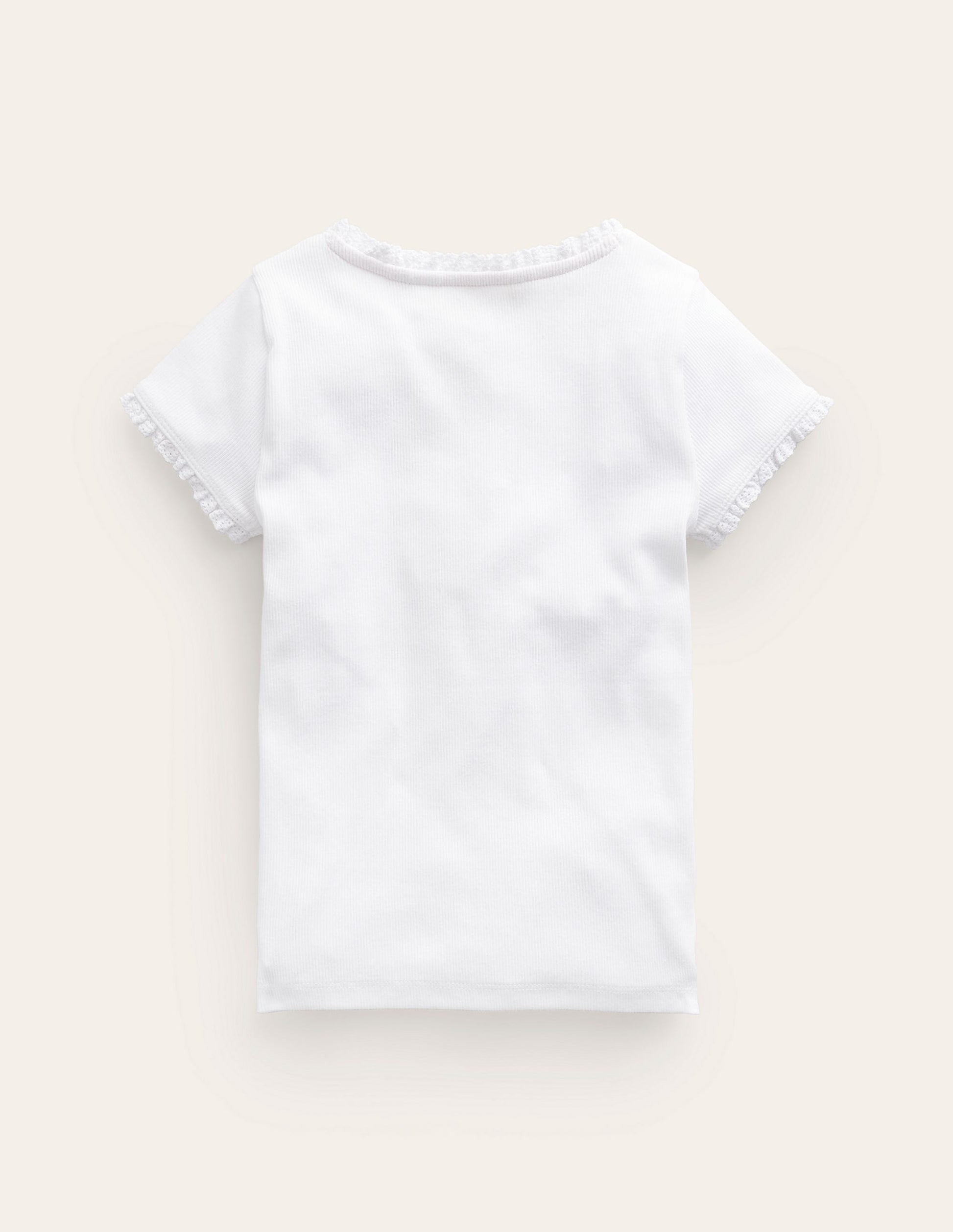 Geripptes Kurzarm-T-Shirt-Weiß-2