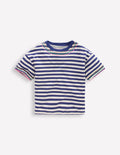 Lockeres T-Shirt mit Stickerei-Dunkelblau/Streifen