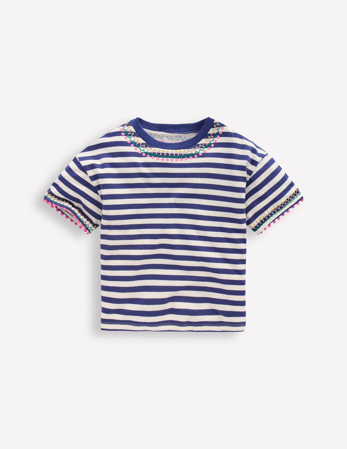 Lockeres T-Shirt mit Stickerei-Dunkelblau/Streifen - Image 1