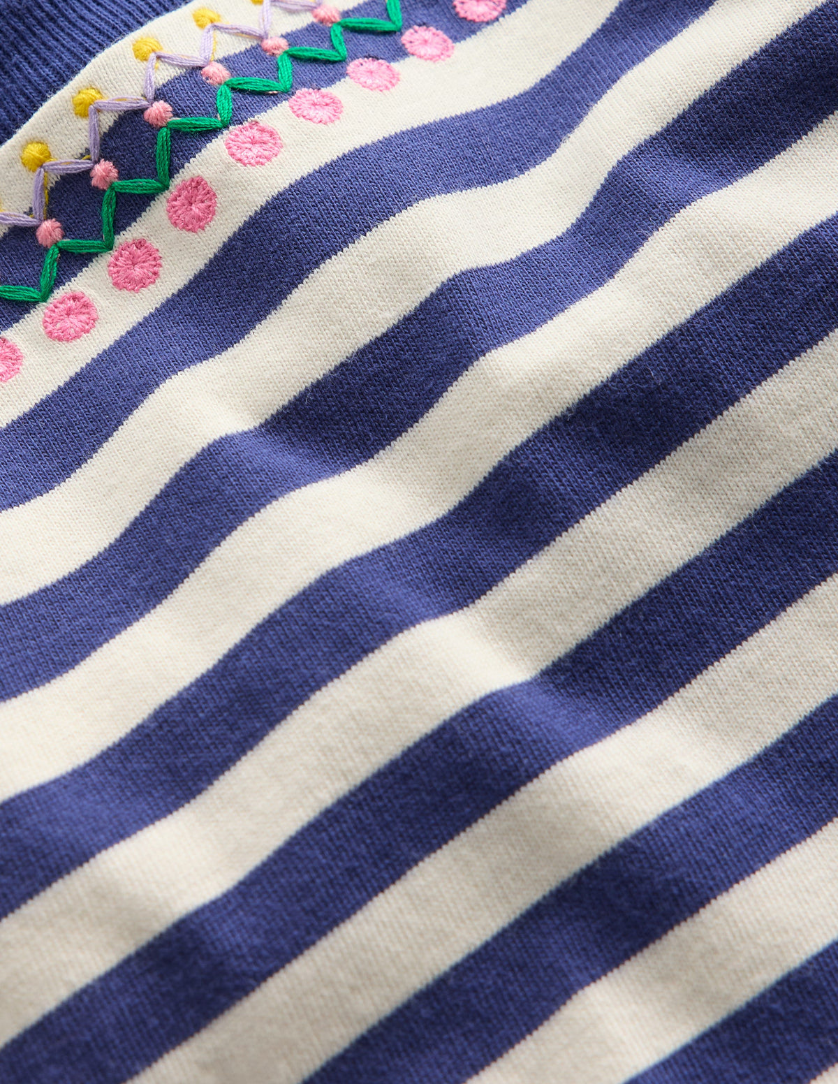 Lockeres T-Shirt mit Stickerei-Dunkelblau/Streifen - Image 3